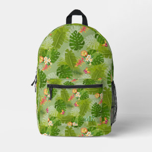 Tropical Foliage Summer Green Printed Backpack