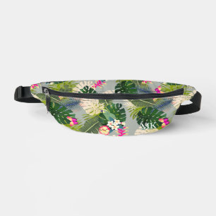Tropical Foliage Summer Grey Bum Bags