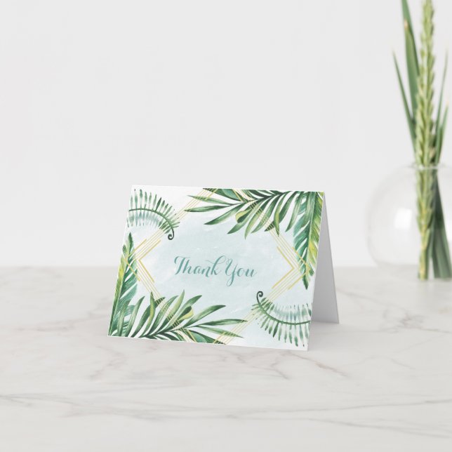 Tropical Foliage Water Colour Small Thank You Card (Front)