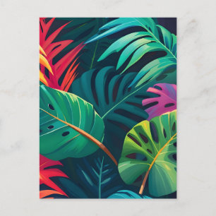 Tropical Foliage Watercolor Paradise Holiday Postcard