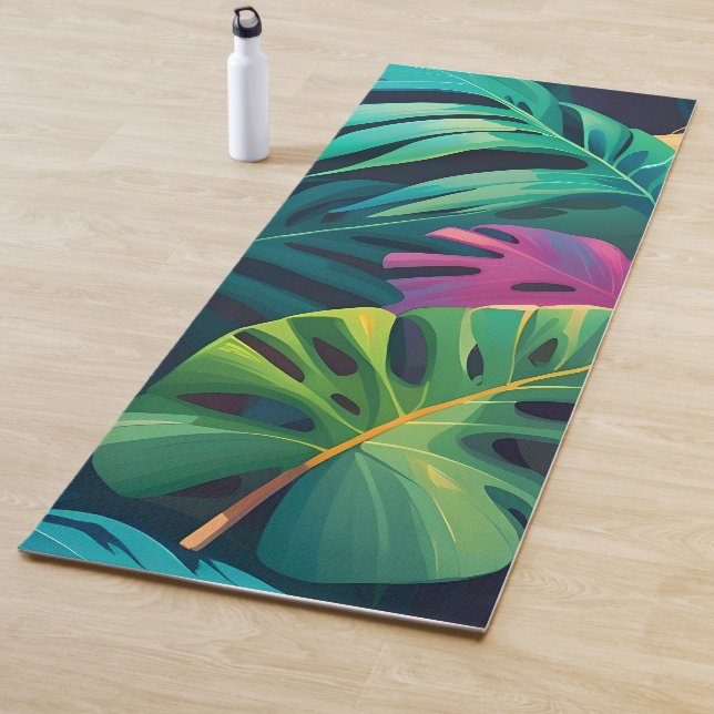 Tropical Foliage Watercolor Paradise Yoga Mat (In Situ)