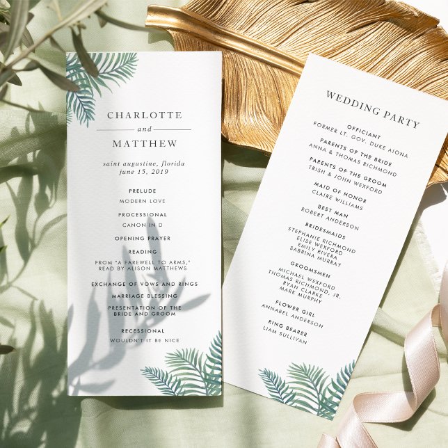 Tropical Foliage Wedding Ceremony Program (Creator Uploaded)