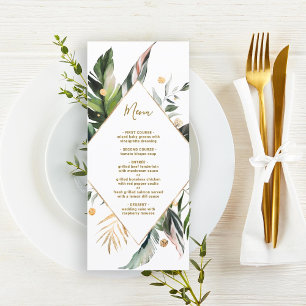 Tropical Foliage Wedding Gold & Green Menu