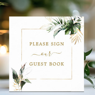 Tropical Foliage Wedding Guest Book Square Sign