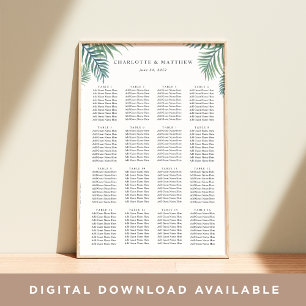 Tropical Foliage Wedding Seating Chart