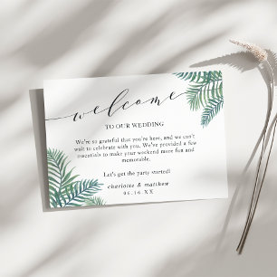 Tropical Foliage Wedding Welcome Cards