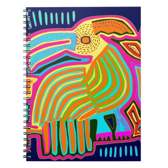 Tropical Folk Art Parrot Notebook (Front)