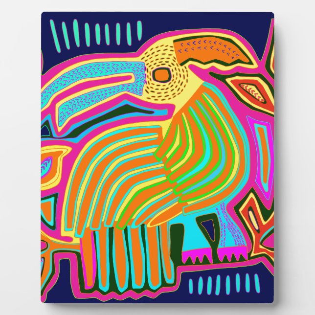 Tropical Folk Art Parrot Plaque (Front)