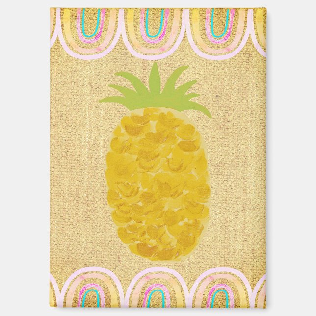 Tropical Folk Art Pineapple Magnet (Front)