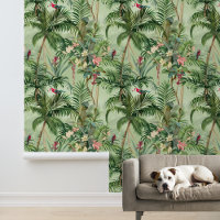 Tropical Forest Birds Leaves Palm Trees