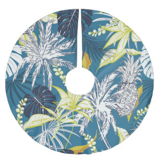 Tropical Forest: Colourful Hand Drawn. Brushed Polyester Tree Skirt