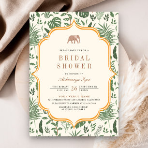 Tropical Forest Elephant Indian Bridal Shower Invitation