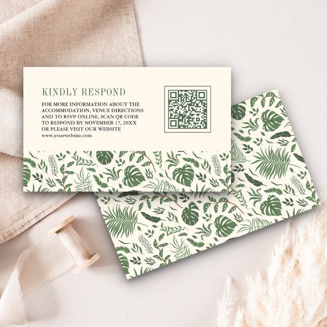 Tropical Forest Indian Wedding Website QR Code Enclosure Card (Creator Uploaded)