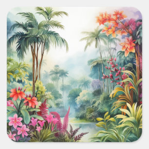 Tropical Forest Square Sticker