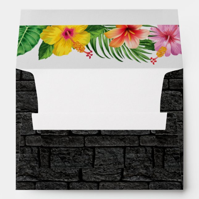 Tropical Forest Summer Hawaii Birthday Party Envelope (Back (Bottom))