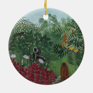 Tropical Forest With Apes and Snake (Rousseau) Ceramic Ornament