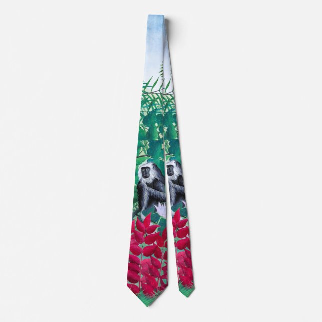Tropical Forest with Apes Snake Animals Tie (Front)