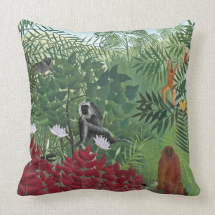 Tropical Forest with Monkeys, 1910 (oil on canvas) Cushion