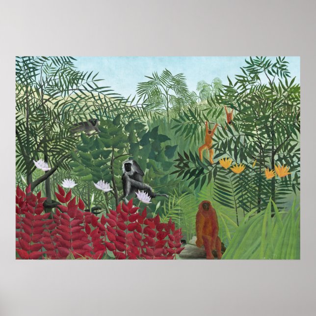 Tropical Forest with Monkeys, 1910 (oil on canvas) Poster (Front)
