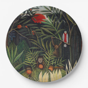 Tropical Forest with Monkeys by Henri Rousseau Paper Plate