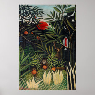 Tropical Forest with Monkeys by Henri Rousseau. Poster