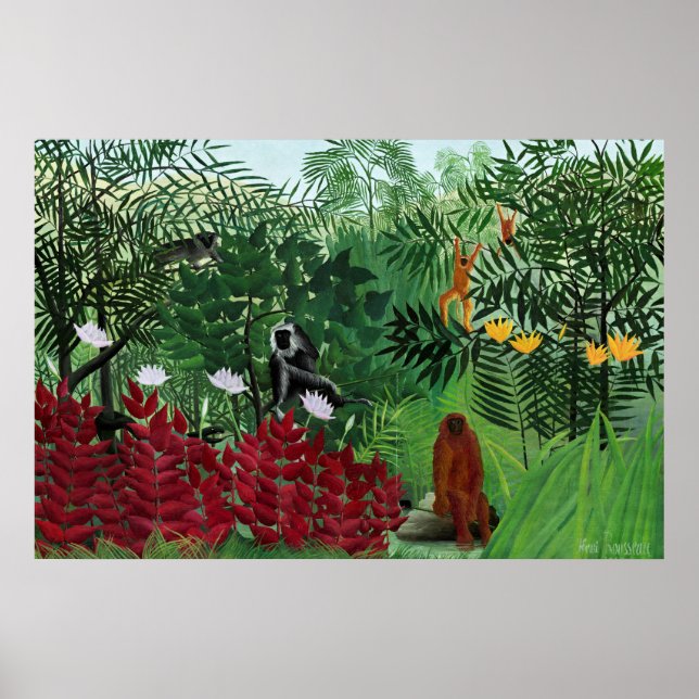 Tropical Forest with Monkeys by Henri Rousseau. Poster (Front)