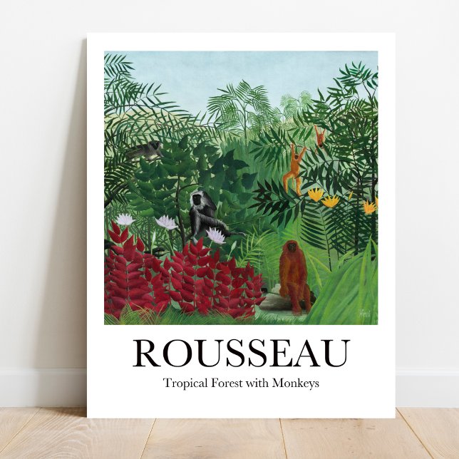 Tropical Forest with Monkeys by Henri Rousseau Poster (Unleash Your Inner Explorer: Rousseau's "Tropical Monkeys." Museum-quality poster)