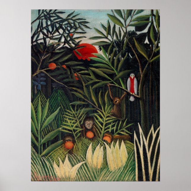 Tropical Forest with Monkeys by Henri Rousseau. Poster (Front)