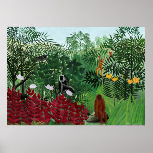 Tropical Forest with Monkeys by Henri Rousseau. Poster