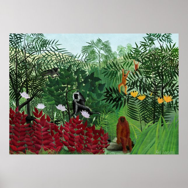 Tropical Forest with Monkeys by Henri Rousseau. Poster (Front)