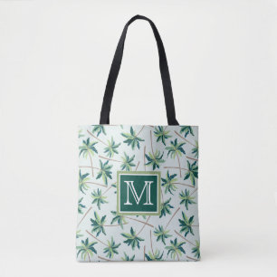 Tropical Foxtail Palm Add Your Initial Tote Bag