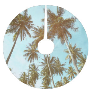 Tropical Frame: Abstract Palm Trees Brushed Polyester Tree Skirt