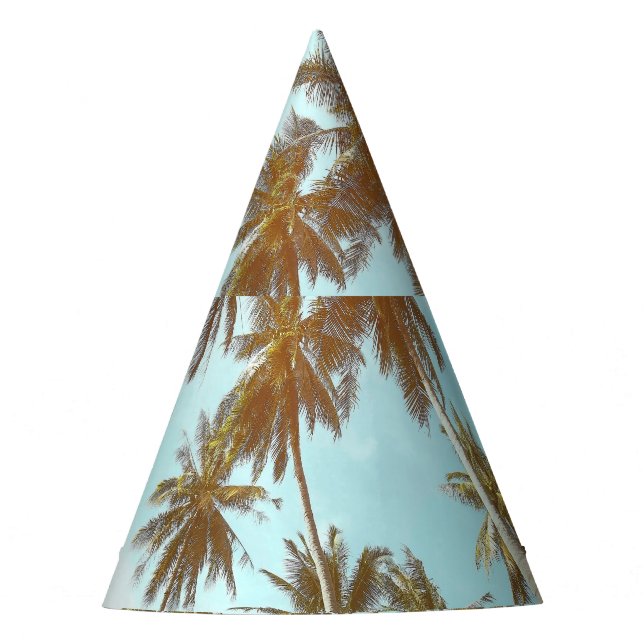 Tropical Frame: Abstract Palm Trees Party Hat (Front)