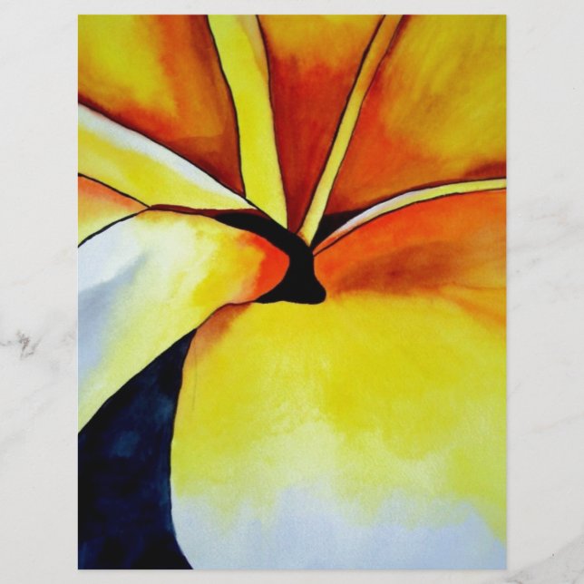 Tropical Frangipani flower watercolor abstract art (Front)