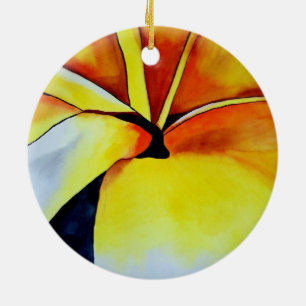 Tropical Frangipani flower watercolor abstract art Ceramic Tree Decoration