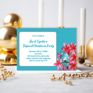 Tropical Frangipani Flowers Christmas Party Invitation