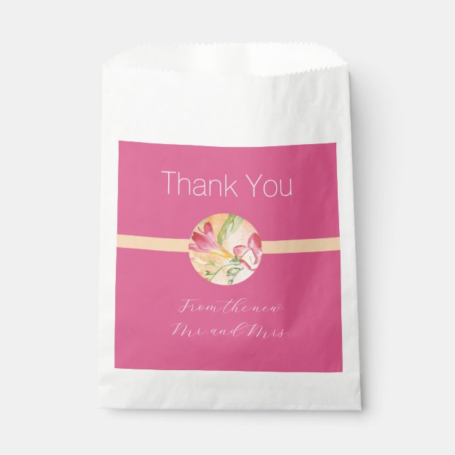 Tropical Freesia Watercolor Thank You Favour Bag (Front)