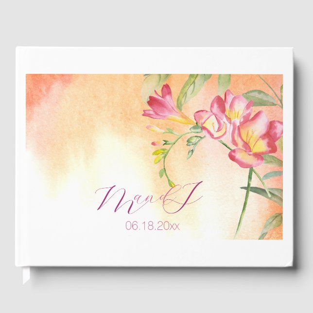 Tropical Freesia Wedding Guest Book (Front)
