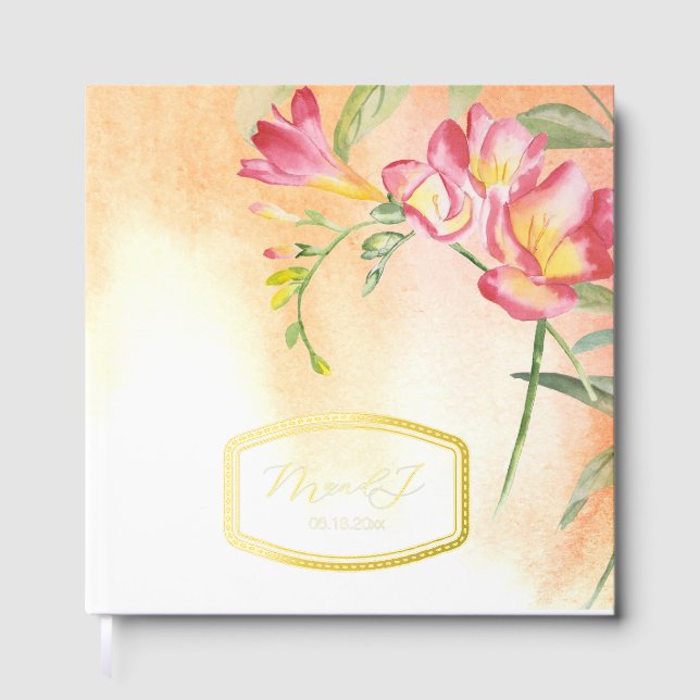 Tropical Freesia Wedding Guest Book (Front)