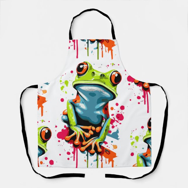 Tropical Frog Apron - Colourful Frog prince (Front)