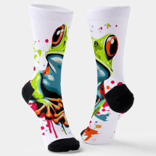 Tropical Frog Socks - Colourful Frog prince Socks