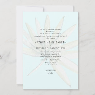 Tropical Frond Ice Blue Both Parents Wedding Invitation