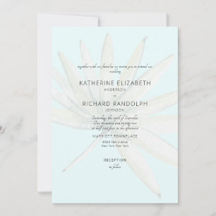 Tropical Frond Ice Blue No Parents Listed Wedding Invitation