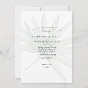 Tropical Frond White Bride Parents Wedding Invitation