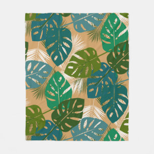 Tropical Fronds and Leaves Island Fleece Blanket