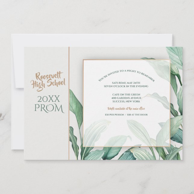 Tropical Fronds Prom Invitation (Front)