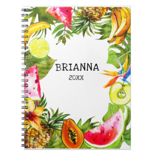 Tropical Fruit and Flowers Name, Year Notebook