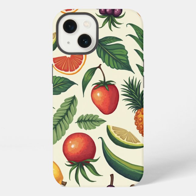 tropical fruit and vegetable pattern ipone 13 case (Back)