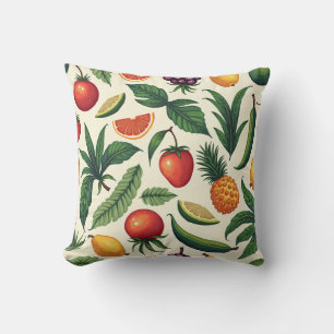 tropical fruit and vegetable pattern pillow
