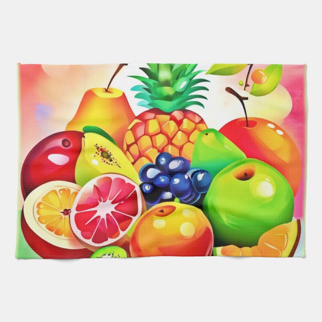 Tropical Fruit Assortment Tea Towel (Horizontal)